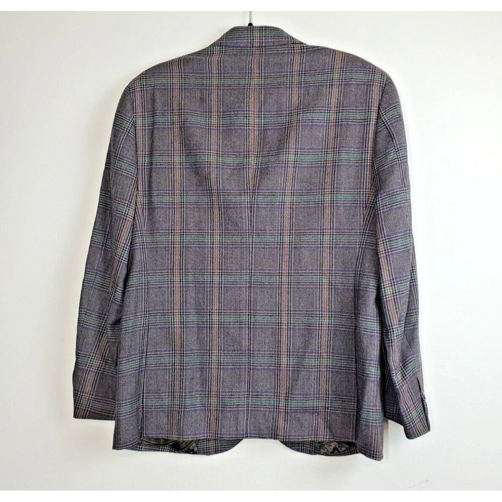 ETRO Mens Blazer 48 Suit Jacket 100% WOOL Plaid Made‎ In Italy Brown Silk Lined